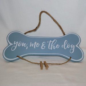 NEW-you, me & the dog Wall Plaque with Tiny Clothespins